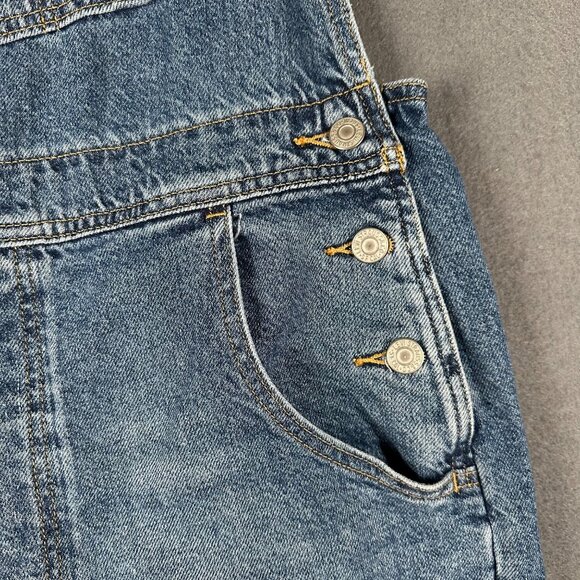 Levis Two Horse Womens Large Bib Overall Shortalls Denim Jean Shorts - Picture 4 of 12